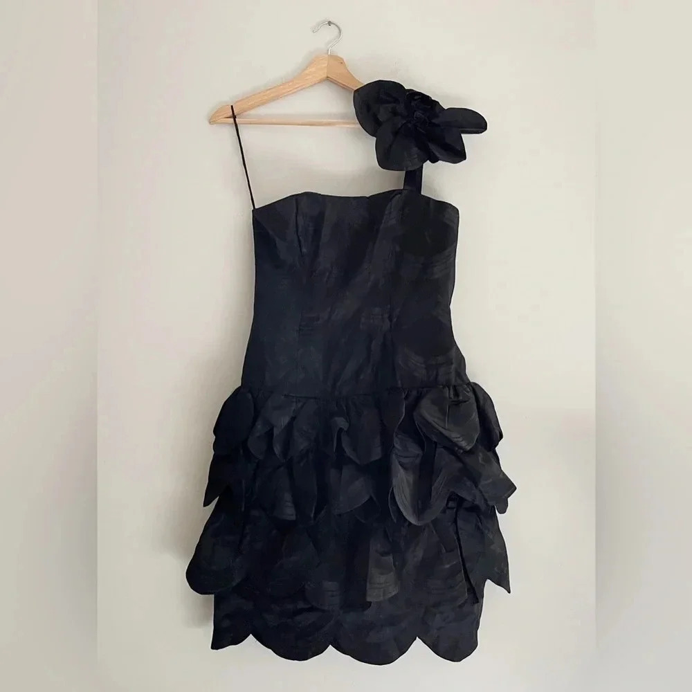 Vintage Victor Costa Saks Fifth Avenue oneshoulder dress dropwaist wedding party